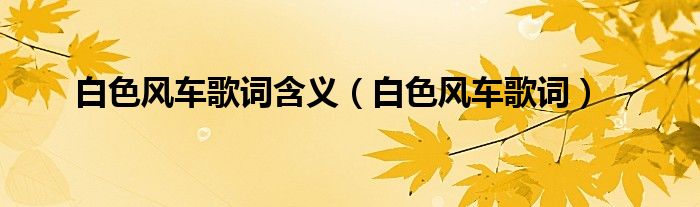 白色风车歌词含义（白色风车歌词）