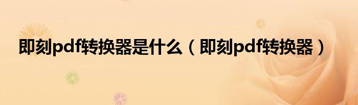 即刻pdf转换器是什么（即刻pdf转换器）
