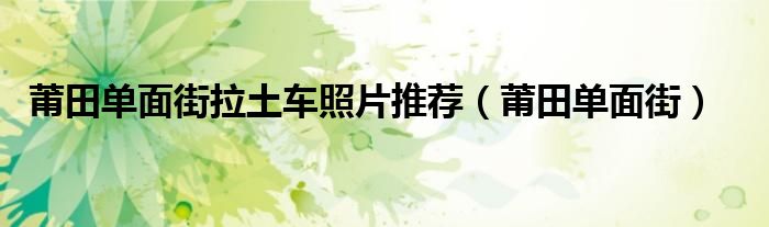 莆田单面街拉土车照片推荐（莆田单面街）