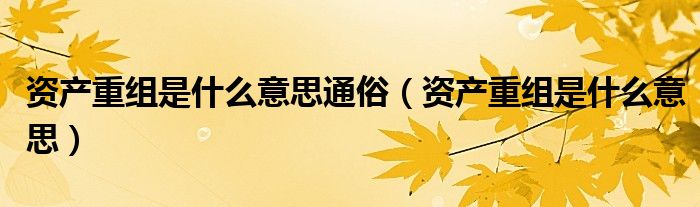 资产重组是什么意思通俗（资产重组是什么意思）