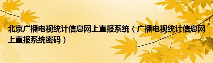 北京广播电视统计信息网上直报系统（广播电视统计信息网上直报系统密码）