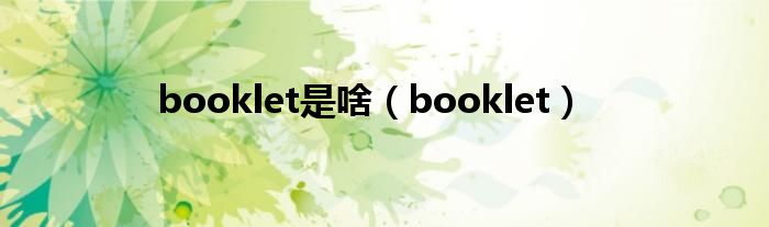 booklet是啥（booklet）