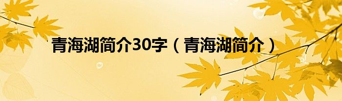 青海湖简介30字（青海湖简介）