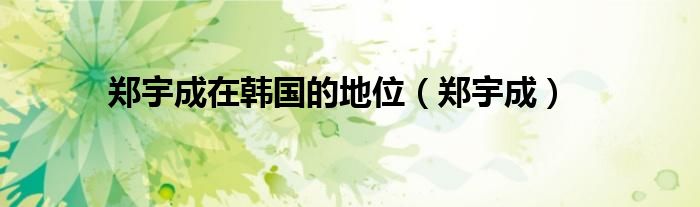 郑宇成在韩国的地位（郑宇成）