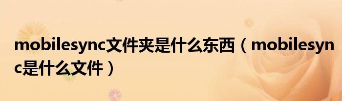 mobilesync文件夹是什么东西（mobilesync是什么文件）