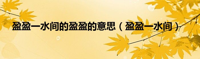 盈盈一水间的盈盈的意思（盈盈一水间）