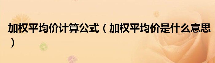 加权平均价计算公式（加权平均价是什么意思）