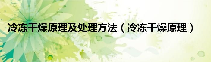 冷冻干燥原理及处理方法（冷冻干燥原理）