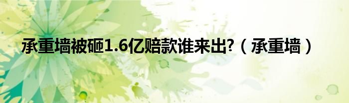 承重墙被砸1.6亿赔款谁来出?（承重墙）