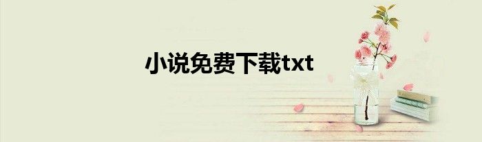 小说免费下载txt