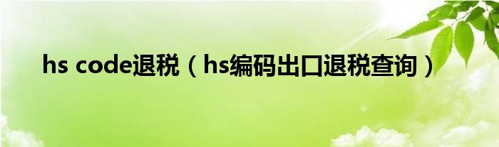 hs code退税（hs编码出口退税查询）