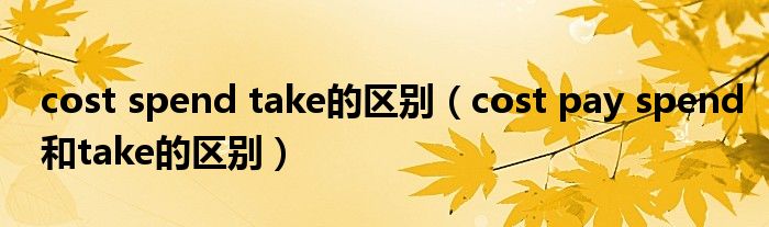 cost spend take的区别（cost pay spend和take的区别）