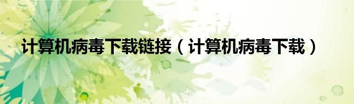 计算机病毒下载链接（计算机病毒下载）
