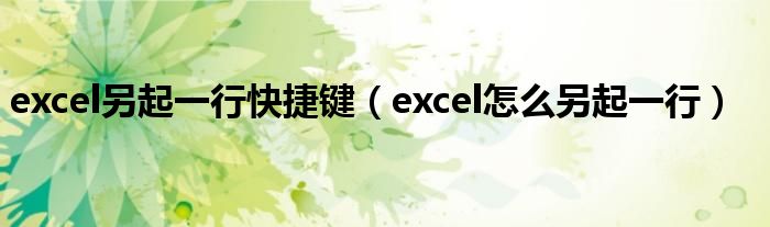 excel另起一行快捷键（excel怎么另起一行）