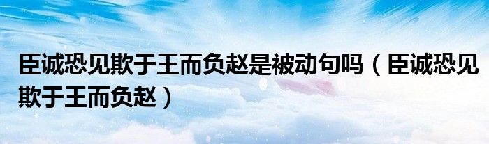 臣诚恐见欺于王而负赵是被动句吗（臣诚恐见欺于王而负赵）