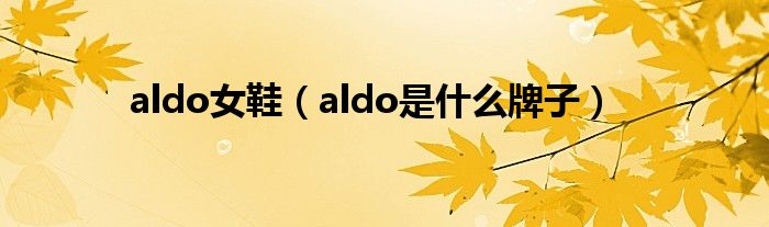 aldo女鞋（aldo是什么牌子）