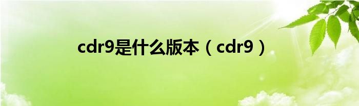 cdr9是什么版本（cdr9）