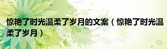 惊艳了时光温柔了岁月的文案（惊艳了时光温柔了岁月）