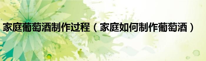 家庭葡萄酒制作过程（家庭如何制作葡萄酒）