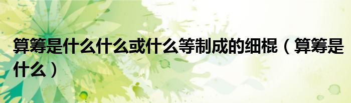 算筹是什么什么或什么等制成的细棍（算筹是什么）