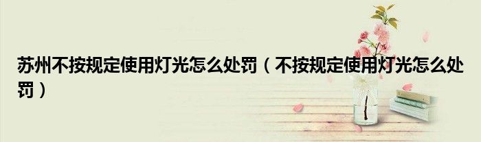 苏州不按规定使用灯光怎么处罚（不按规定使用灯光怎么处罚）