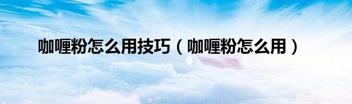 咖喱粉怎么用技巧（咖喱粉怎么用）