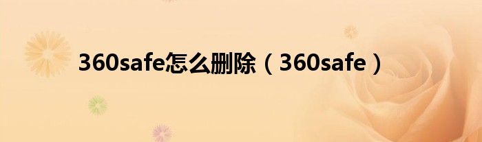 360safe怎么删除（360safe）