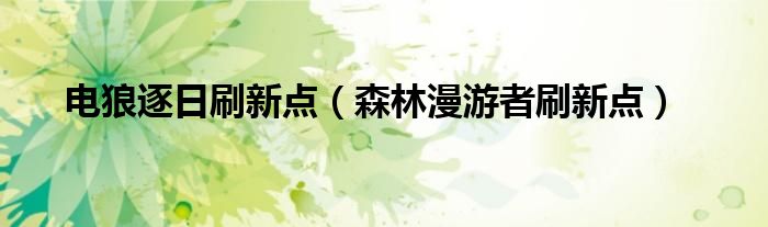 电狼逐日刷新点（森林漫游者刷新点）