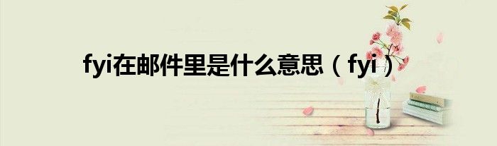 fyi在邮件里是什么意思（fyi）
