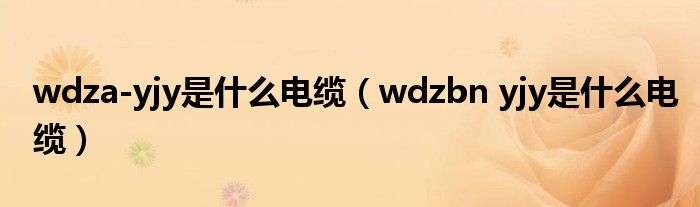 wdza-yjy是什么电缆（wdzbn yjy是什么电缆）