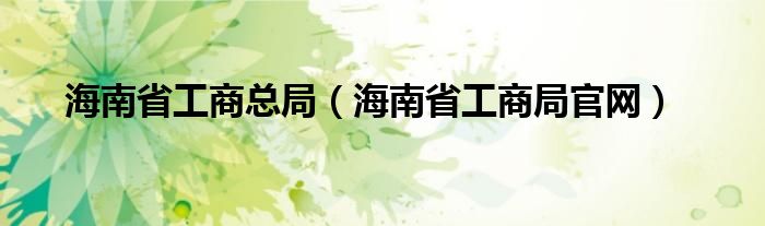 海南省工商总局（海南省工商局官网）