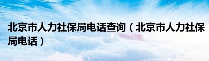 北京市人力社保局电话查询（北京市人力社保局电话）
