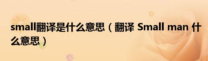 small翻译是什么意思（翻译 Small man 什么意思）