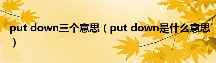 put down三个意思（put down是什么意思）