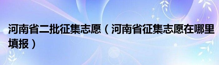 河南省二批征集志愿（河南省征集志愿在哪里填报）