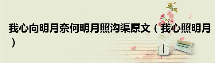我心向明月奈何明月照沟渠原文（我心照明月）
