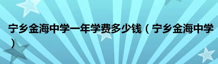 宁乡金海中学一年学费多少钱（宁乡金海中学）
