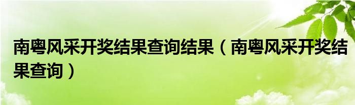 南粤风采开奖结果查询结果（南粤风采开奖结果查询）