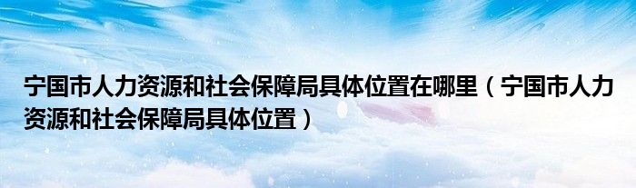 宁国市人力资源和社会保障局具体位置在哪里（宁国市人力资源和社会保障局具体位置）