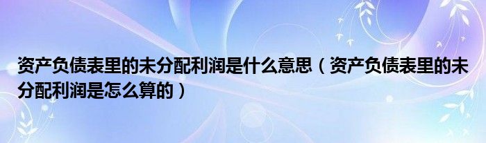 资产负债表里的未分配利润是什么意思（资产负债表里的未分配利润是怎么算的）