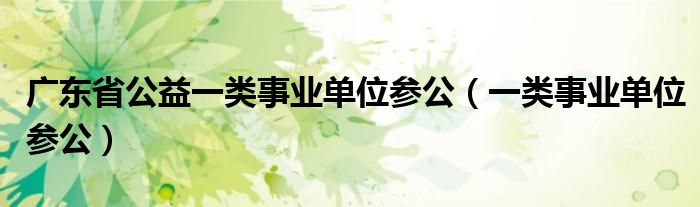 广东省公益一类事业单位参公（一类事业单位参公）