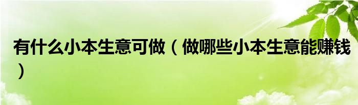 有什么小本生意可做（做哪些小本生意能赚钱）