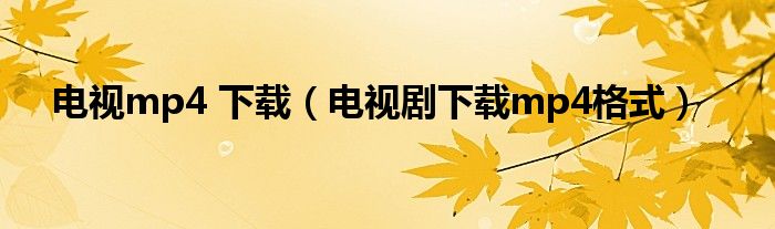 电视mp4 下载（电视剧下载mp4格式）