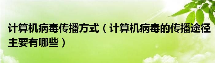 计算机病毒传播方式（计算机病毒的传播途径主要有哪些）