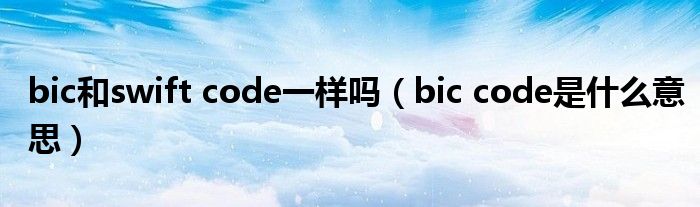 bic和swift code一样吗（bic code是什么意思）