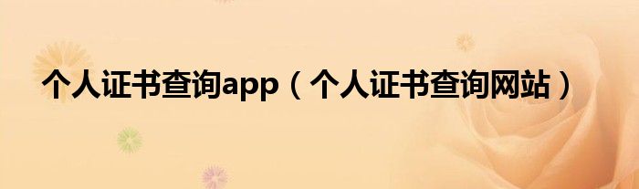 个人证书查询app（个人证书查询网站）