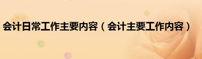 会计日常工作主要内容（会计主要工作内容）