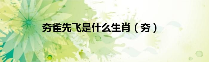 夯雀先飞是什么生肖（夯）