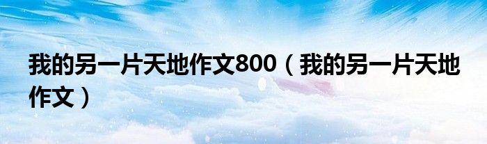 我的另一片天地作文800（我的另一片天地 作文）