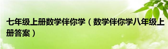 七年级上册数学伴你学（数学伴你学八年级上册答案）